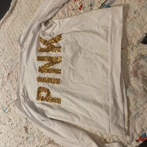 Pink long sleeve white shirt